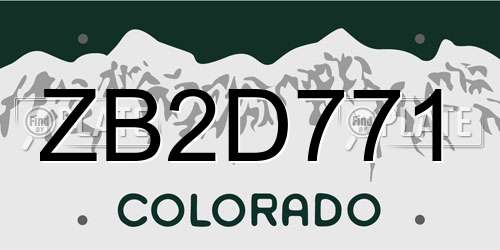 ZB2D771 Colorado License Plate