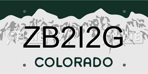 ZB2I2G Colorado License Plate