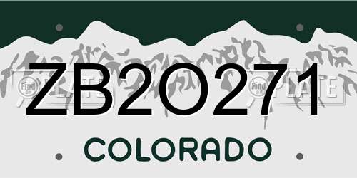 ZB2O271 Colorado License Plate
