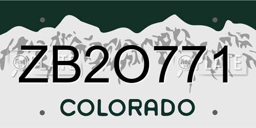 ZB2O771 Colorado License Plate