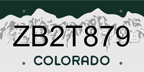 ZB2T879 Colorado License Plate