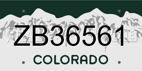 ZB36561 Colorado License Plate