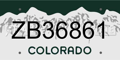 ZB36861 Colorado License Plate