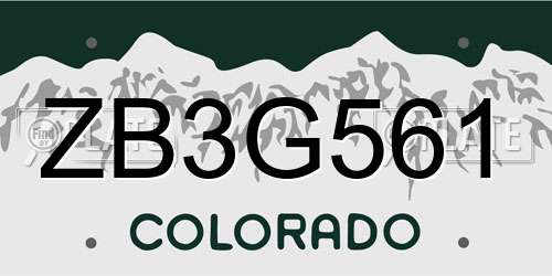 ZB3G561 Colorado License Plate