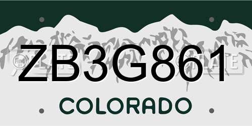 ZB3G861 Colorado License Plate