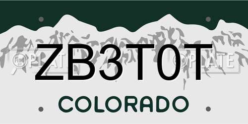 ZB3T0T Colorado License Plate