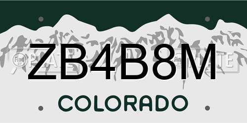 ZB4B8M Colorado License Plate