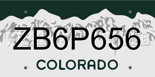 ZB6P656 Colorado License Plate