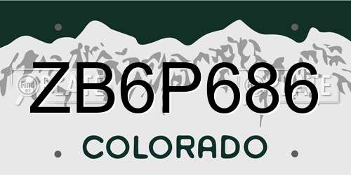 ZB6P686 Colorado License Plate
