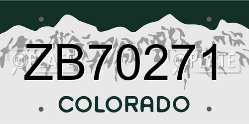 ZB70271 Colorado License Plate