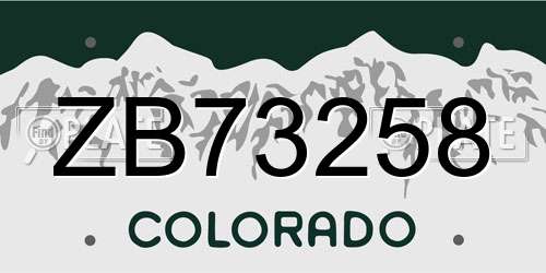 ZB73258 Colorado License Plate