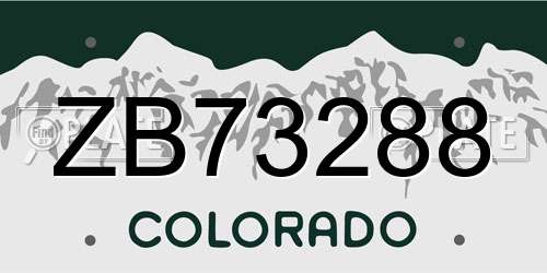 ZB73288 Colorado License Plate