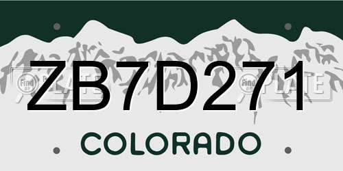 ZB7D271 Colorado License Plate