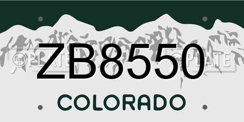 ZB8550 Colorado License Plate