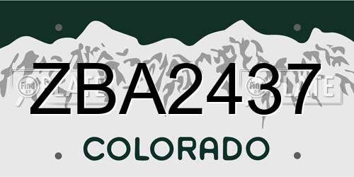 ZBA2437 Colorado License Plate