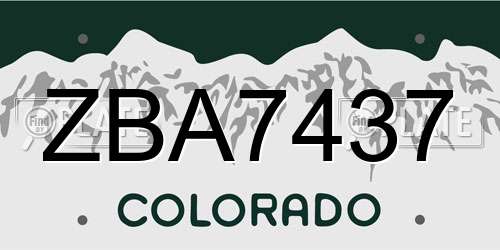 ZBA7437 Colorado License Plate