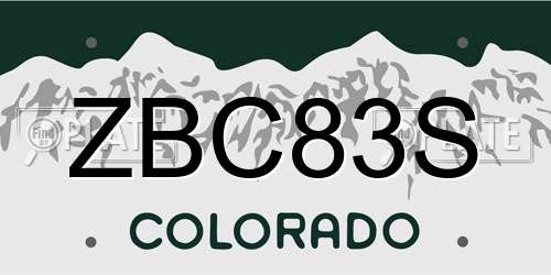 ZBC83S Colorado License Plate