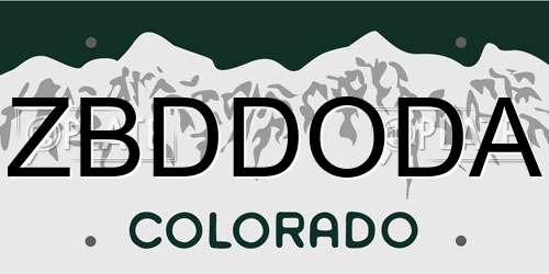 ZBDDODA Colorado License Plate