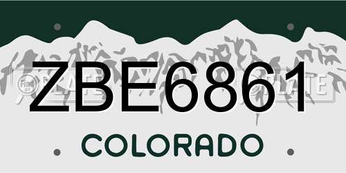 ZBE6861 Colorado License Plate