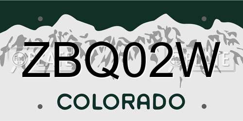 ZBQ02W Colorado License Plate