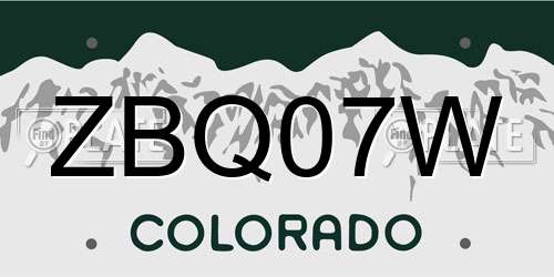 ZBQ07W Colorado License Plate