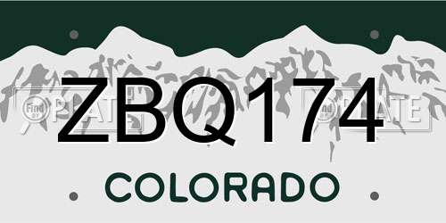 ZBQ174 Colorado License Plate