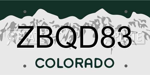ZBQD83 Colorado License Plate