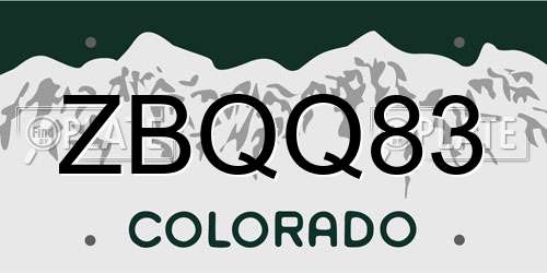 ZBQQ83 Colorado License Plate