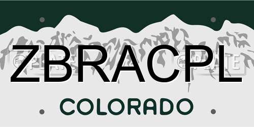 ZBRACPL Colorado License Plate