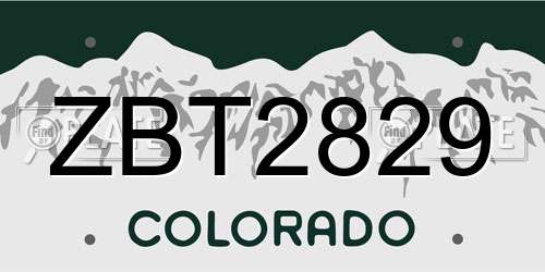 ZBT2829 Colorado License Plate