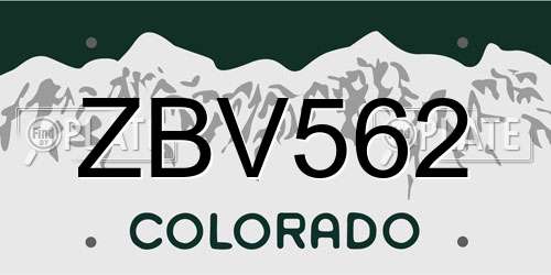 ZBV562 Colorado License Plate