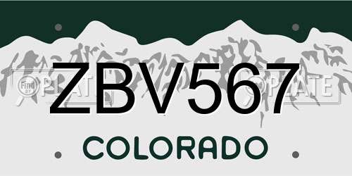 ZBV567 Colorado License Plate