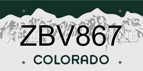 ZBV867 Colorado License Plate