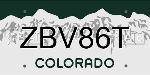 ZBV86T Colorado License Plate