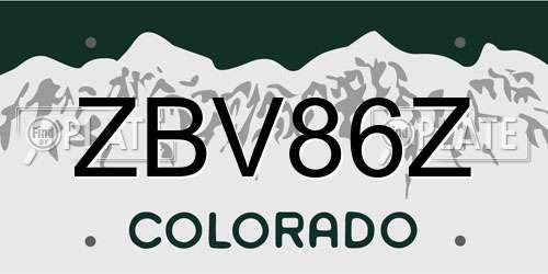 ZBV86Z Colorado License Plate