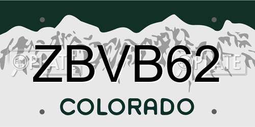 ZBVB62 Colorado License Plate