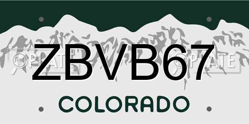 ZBVB67 Colorado License Plate