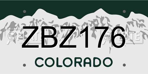 ZBZ176 Colorado License Plate
