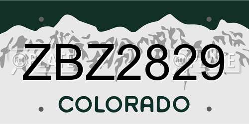 ZBZ2829 Colorado License Plate