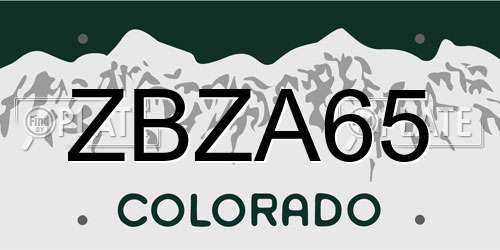 ZBZA65 Colorado License Plate