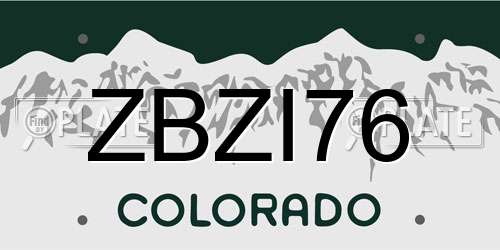 ZBZI76 Colorado License Plate
