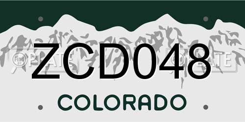ZCD048 Colorado License Plate