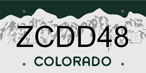 ZCDD48 Colorado License Plate