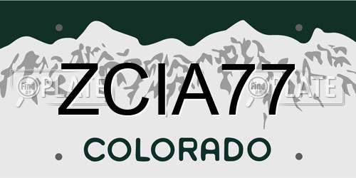 ZCIA77 Colorado License Plate