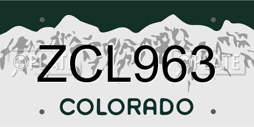 ZCL963 Colorado License Plate