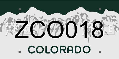ZCO018 Colorado License Plate
