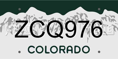 ZCQ976 Colorado License Plate
