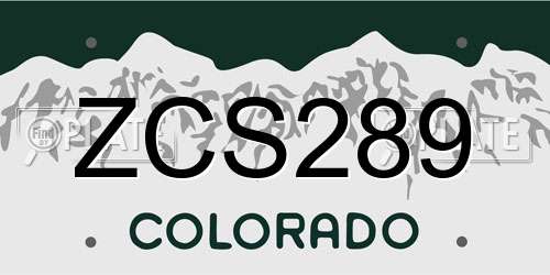 ZCS289 Colorado License Plate
