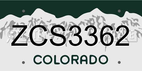 ZCS3362 Colorado License Plate