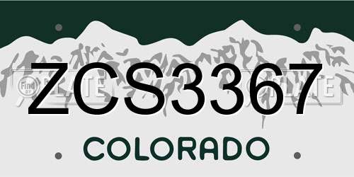 ZCS3367 Colorado License Plate